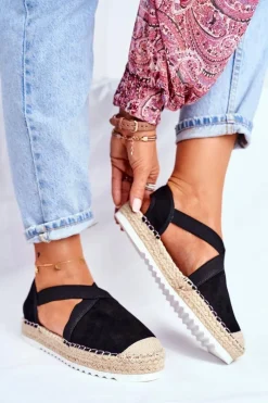 Clearance Espadryle Damskie z wycięciem Czarne Motive Damskie Czarne Espadryle