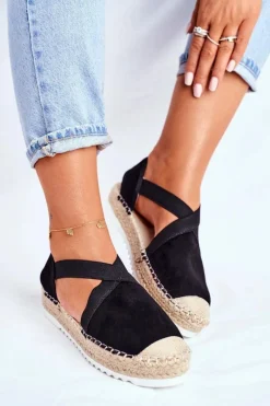 Clearance Espadryle Damskie z wycięciem Czarne Motive Damskie Czarne Espadryle