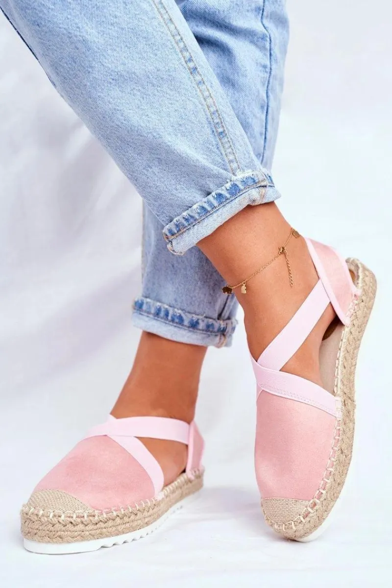 Czarne Espadryle>Boto Espadryle Damskie z wycięciem Różowe Motive