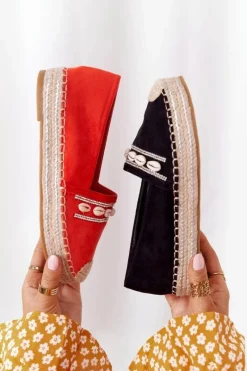 Outlet Espadryle Na Platformie Z Muszelkami Koralowe Seashell Damskie Czarne Espadryle