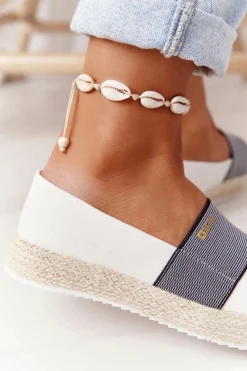 Trampki Damskie Slip-On|Czarne Espadryle>Big Star Shoes Espadryle Na Plecionej Podeszwie Big Star HH274480 Białe