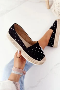 Sale Damskie buty S.Barski Espadryle Na Słomkowej Platformie S.Barski Czarne