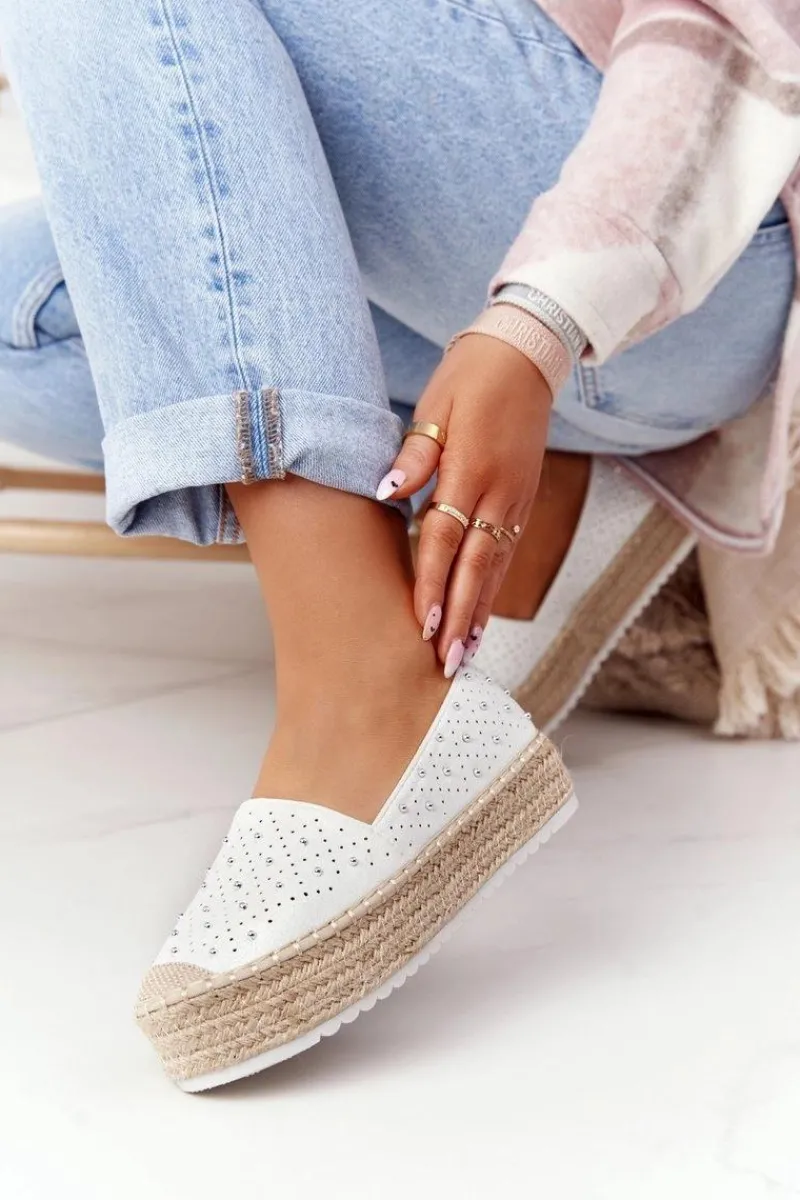 Online Espadryle Na Słomkowej Platformie S.Barski Biało-Srebrne Damskie Czarne Espadryle