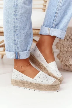Online Espadryle Na Słomkowej Platformie S.Barski Biało-Srebrne Damskie Czarne Espadryle