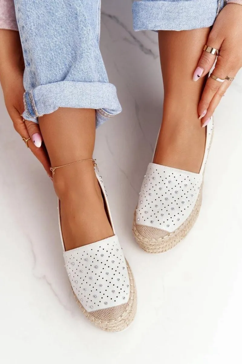 Online Espadryle Na Słomkowej Platformie S.Barski Biało-Srebrne Damskie Czarne Espadryle