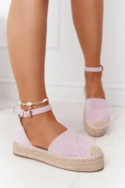 Czarne Espadryle>Boto Espadryle Na Słomkowej Platformie Fioletowe Bali