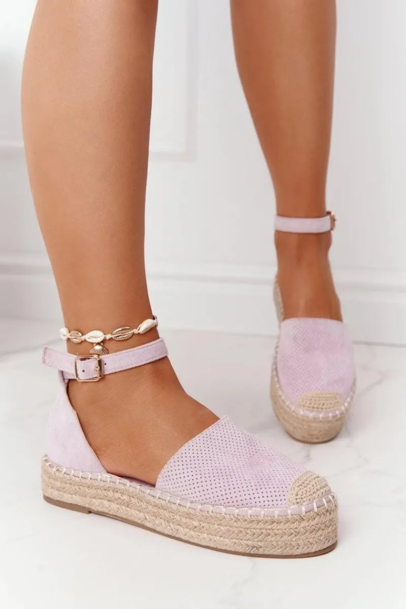 Czarne Espadryle>Boto Espadryle Na Słomkowej Platformie Fioletowe Bali