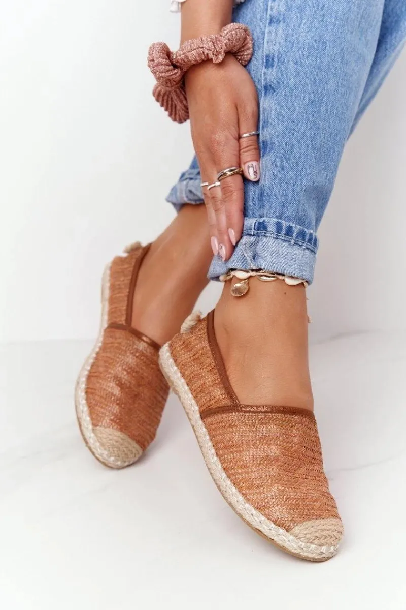 Czarne Espadryle>Boto Espadryle Na Słomkowej Podeszwie Lu Boo Brązowe