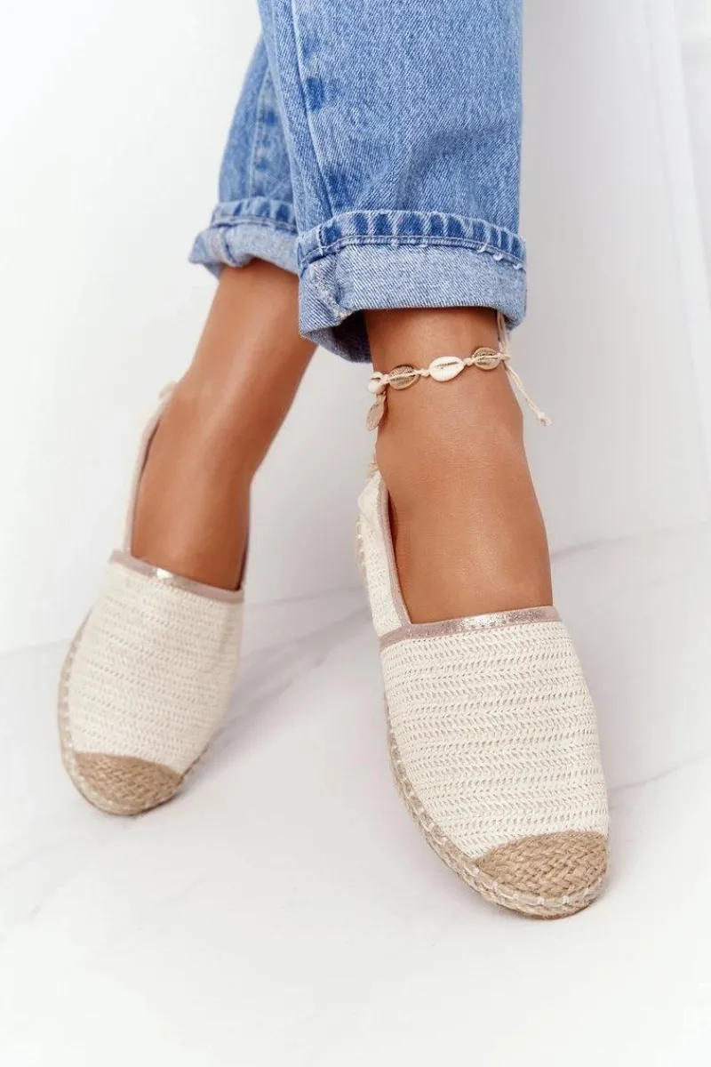 Hot Espadryle Na Słomkowej Podeszwie Lu Boo Ecru Damskie Czarne Espadryle