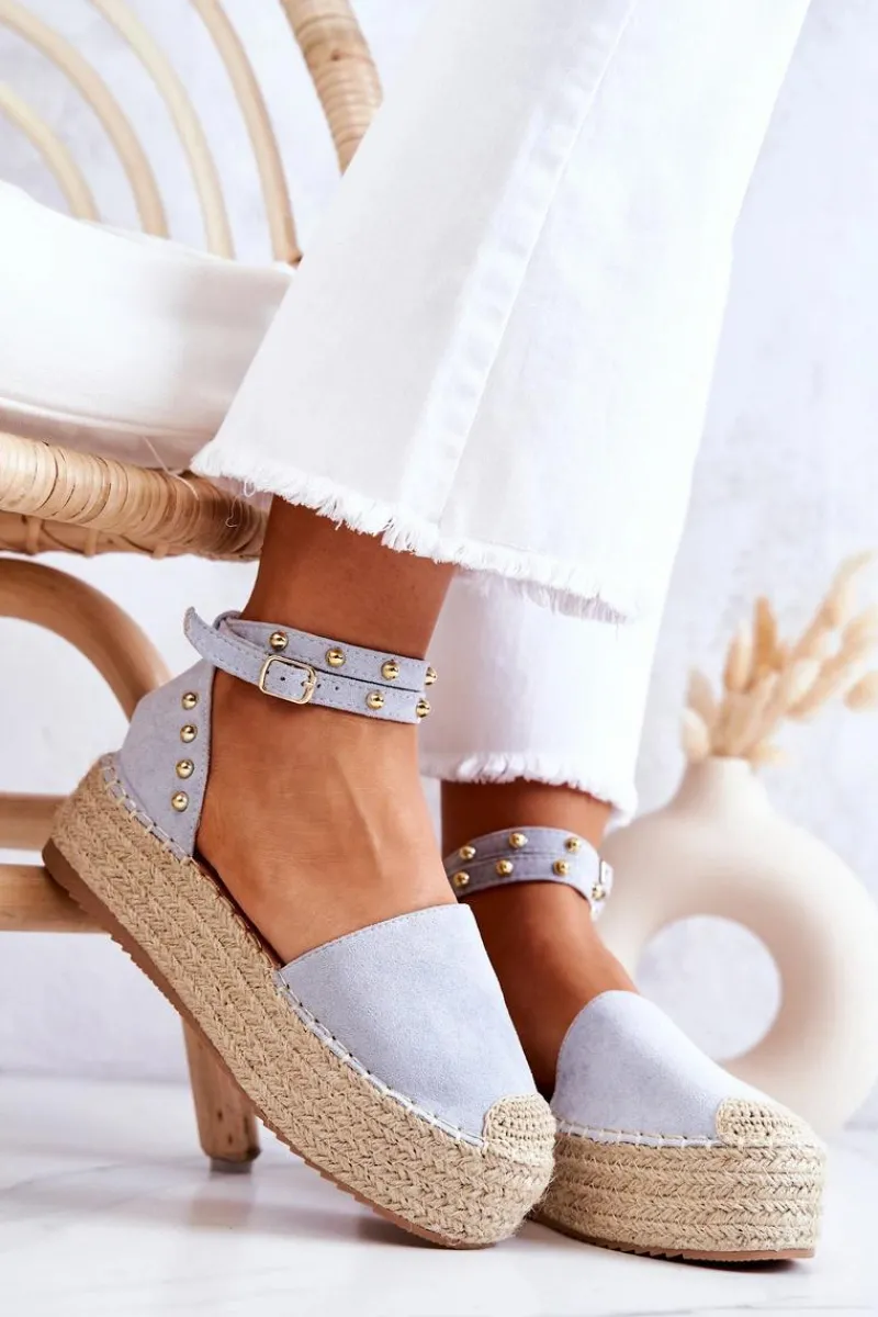 Discount Espadryle Sandały Z Dżetami Niebieskie Lillian Damskie Sandały Na Koturnie|Czarne Espadryle