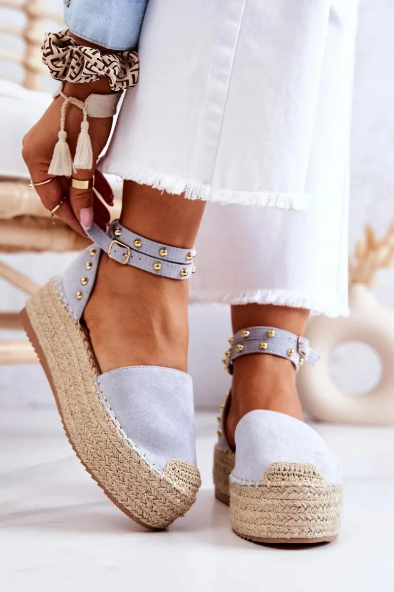 Discount Espadryle Sandały Z Dżetami Niebieskie Lillian Damskie Sandały Na Koturnie|Czarne Espadryle