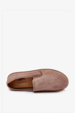 Boto Espadryle Tenisówki Męskie Z Eko Zamszu Ciemnobeżowe Lunaria