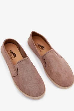 Boto Espadryle Tenisówki Męskie Z Eko Zamszu Ciemnobeżowe Lunaria