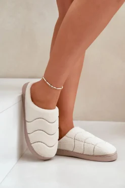 Sale Boto Futrzane Ciepłe Kapcie Damskie Beżowe Vamirae Beżowy