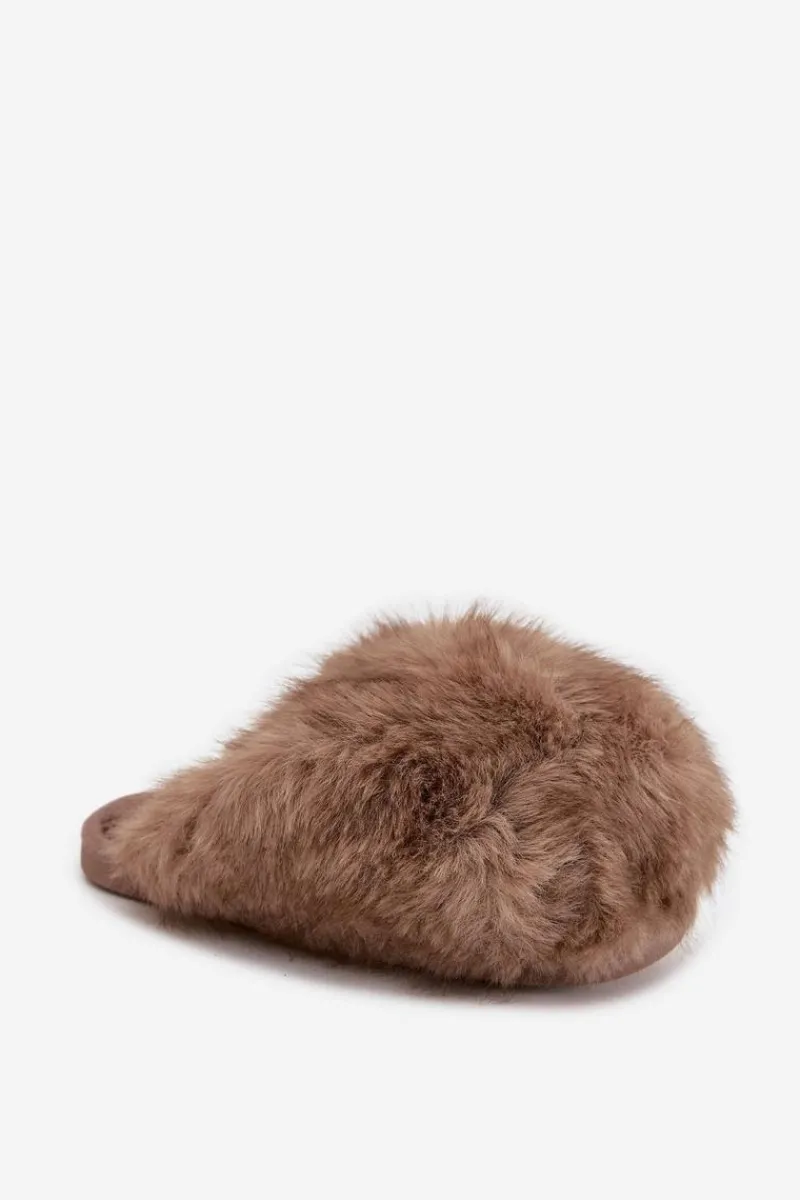 Boto Futrzane Kapcie Damskie Brązowe Iseline Brązowy