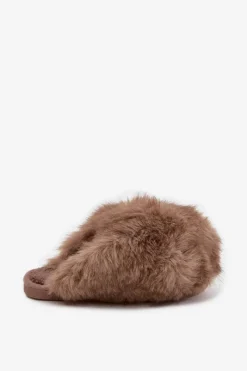 Boto Futrzane Kapcie Damskie Brązowe Iseline Brązowy