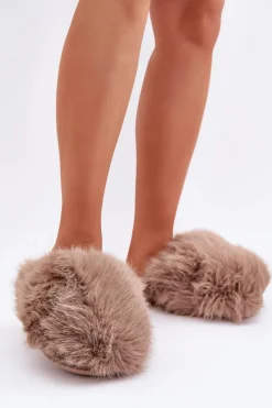 Discount Boto Futrzane Kapcie Damskie Ciemnobeżowe Wladisa Beżowy