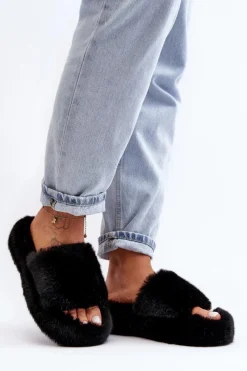 Kapcie Klasyczne|Klapki Z Futerkiem></noscript>Boto Futrzane Kapcie Damskie Czarne Biella