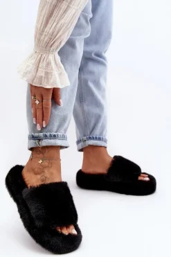 Kapcie Klasyczne|Klapki Z Futerkiem></noscript>Boto Futrzane Kapcie Damskie Czarne Biella