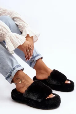 Kapcie Klasyczne|Klapki Z Futerkiem></noscript>Boto Futrzane Kapcie Damskie Czarne Biella