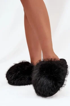 Kapcie Klasyczne|Klapki Z Futerkiem>Boto Futrzane Kapcie Damskie Czarne Iseline Czarny
