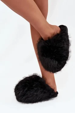 Kapcie Klasyczne|Klapki Z Futerkiem></noscript>Boto Futrzane Kapcie Damskie Czarne Iseline Czarny