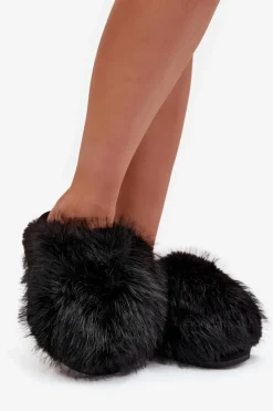Kapcie Klasyczne|Klapki Z Futerkiem></noscript>Boto Futrzane Kapcie Damskie Czarne Iseline Czarny