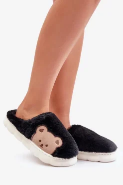 Best Boto Futrzane Kapcie Damskie Misie Czarne Firedi
