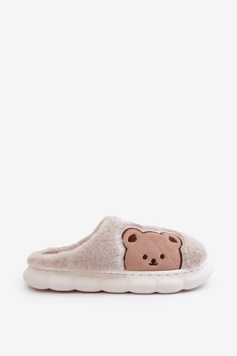 Outlet Futrzane Kapcie Damskie Misie Beżowe Firedi Damskie Kapcie Klasyczne