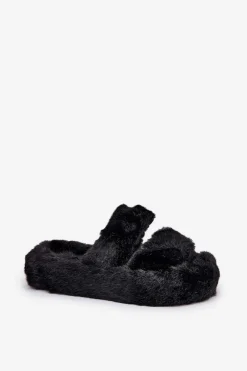 Kapcie Klasyczne|Klapki Z Futerkiem></noscript>Boto Futrzane Kapcie Damskie Na Platformie Czarne Talfedi Czarny