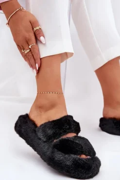 Kapcie Klasyczne|Klapki Z Futerkiem></noscript>Boto Futrzane Kapcie Damskie Na Platformie Czarne Talfedi Czarny