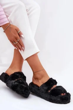 Kapcie Klasyczne|Klapki Z Futerkiem></noscript>Boto Futrzane Kapcie Damskie Na Platformie Czarne Talfedi Czarny