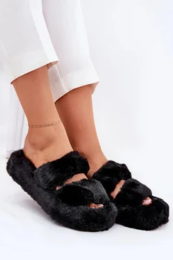 Kapcie Klasyczne|Klapki Z Futerkiem></noscript>Boto Futrzane Kapcie Damskie Na Platformie Czarne Talfedi Czarny
