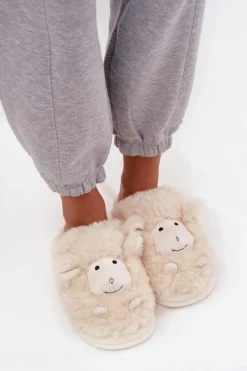 Best Futrzane Kapcie Damskie Owieczki Beżowe Sylline Damskie Kapcie Klasyczne