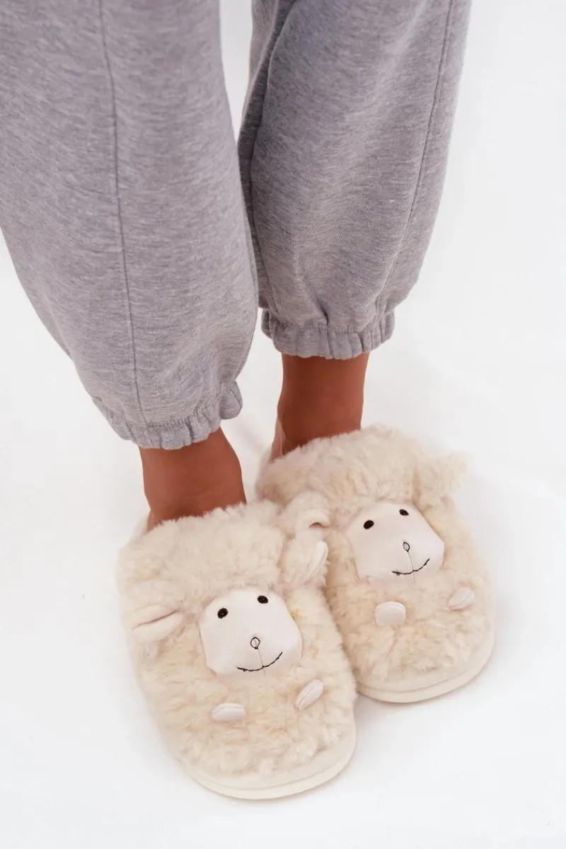 Best Futrzane Kapcie Damskie Owieczki Beżowe Sylline Damskie Kapcie Klasyczne