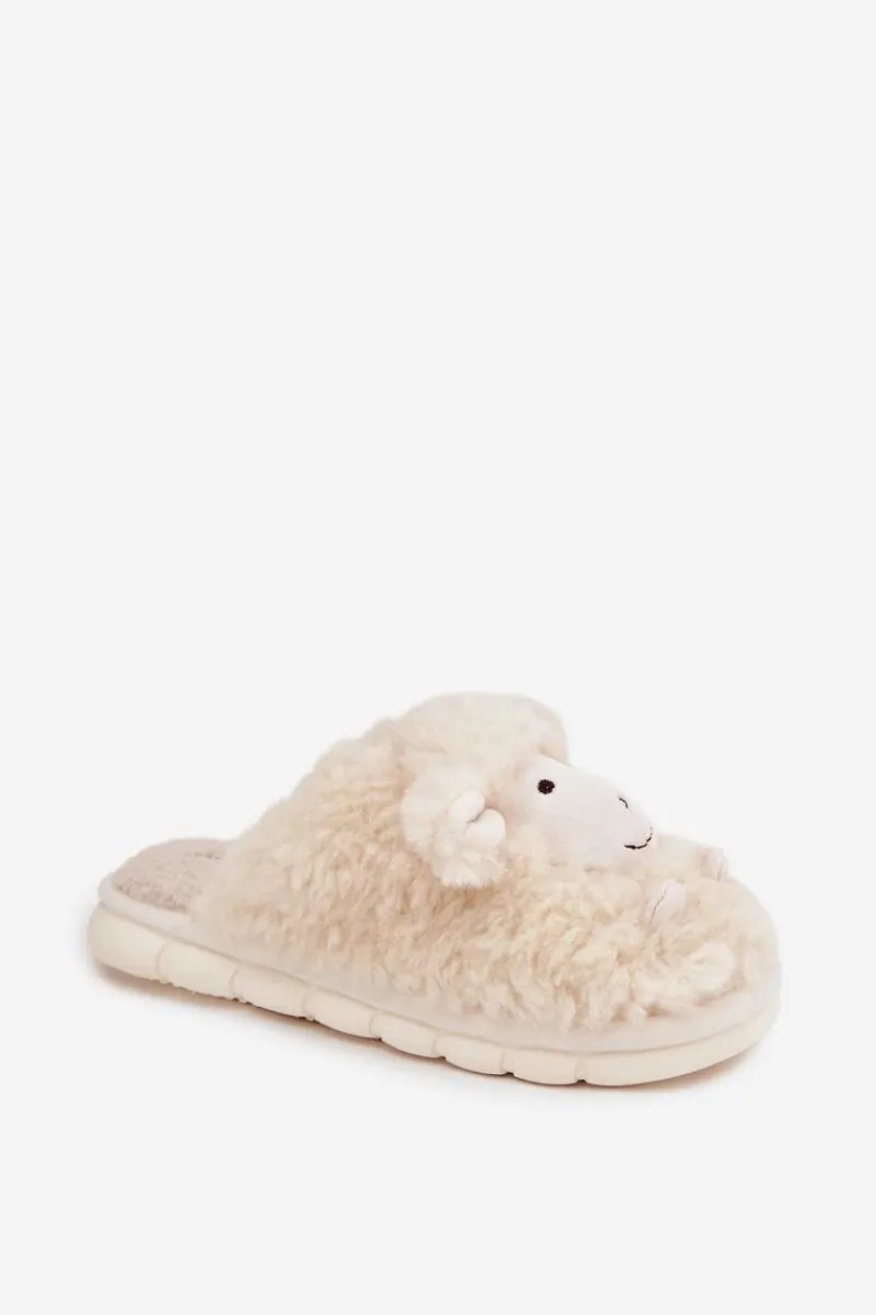 Best Futrzane Kapcie Damskie Owieczki Beżowe Sylline Damskie Kapcie Klasyczne