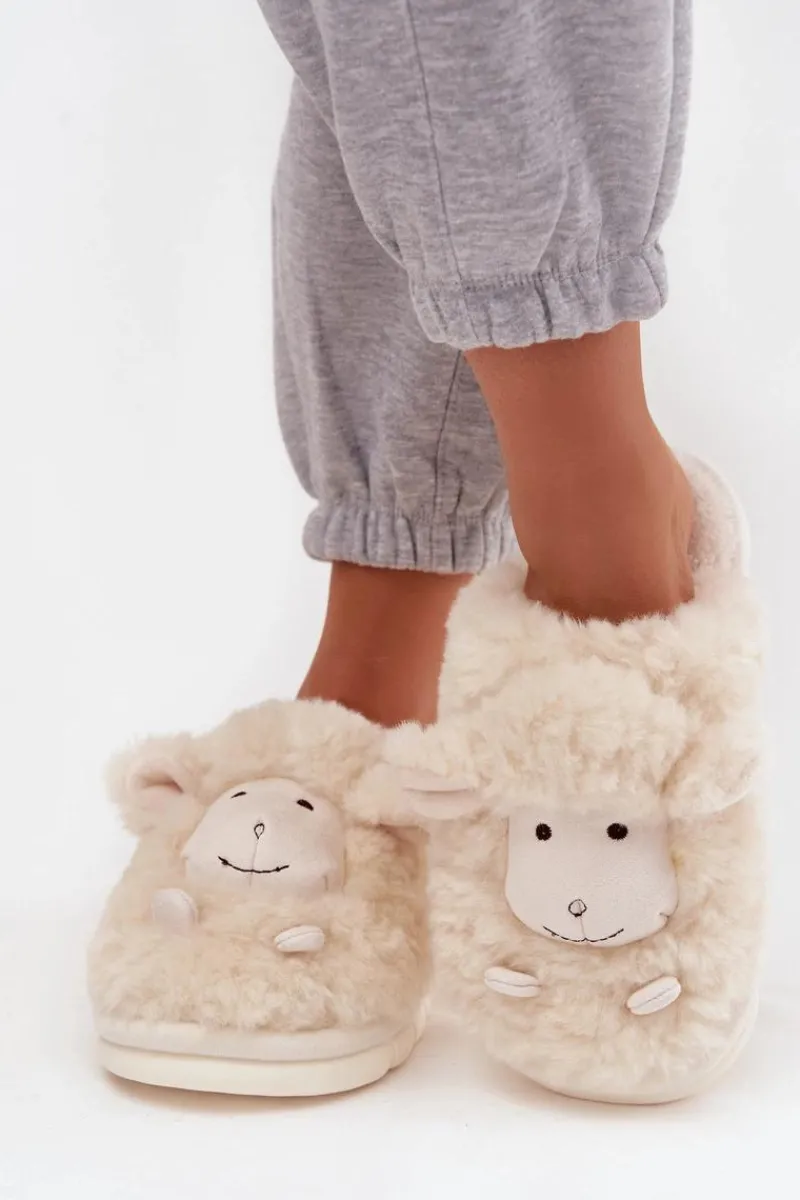 Best Futrzane Kapcie Damskie Owieczki Beżowe Sylline Damskie Kapcie Klasyczne
