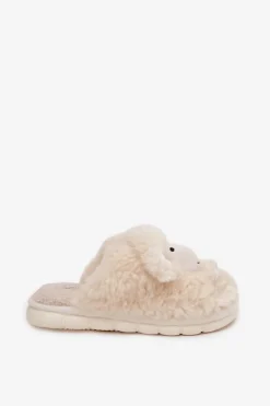 Best Futrzane Kapcie Damskie Owieczki Beżowe Sylline Damskie Kapcie Klasyczne