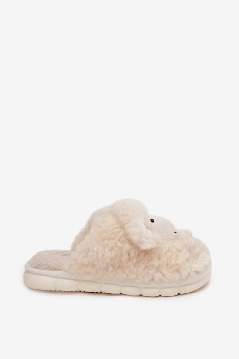 Best Futrzane Kapcie Damskie Owieczki Beżowe Sylline Damskie Kapcie Klasyczne