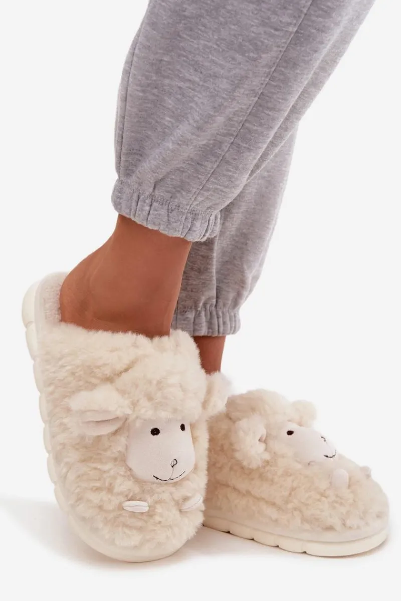 Best Futrzane Kapcie Damskie Owieczki Beżowe Sylline Damskie Kapcie Klasyczne