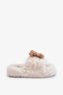 Kapcie Klasyczne|Klapki Z Futerkiem></noscript>Boto Futrzane Kapcie Damskie Z Misiem Białe Romania