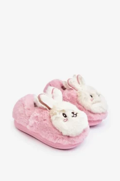 Dziewczęce>Boto Futrzane Kapcie Dziecięce Z Króliczkiem Różowe Apolanie