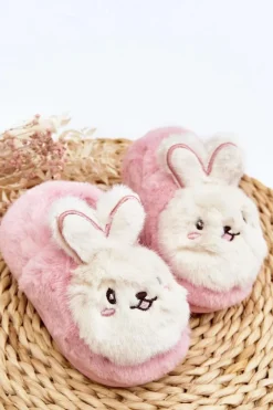 Dziewczęce>Boto Futrzane Kapcie Dziecięce Z Króliczkiem Różowe Apolanie