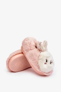 Best Futrzane Kapcie Dziecięce Z Króliczkiem Jasnoróżowe Apolanie Dzieci Dziewczęce