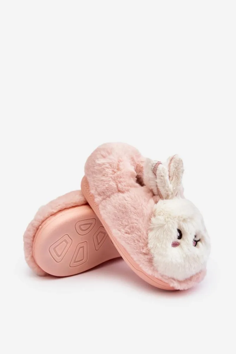 Best Futrzane Kapcie Dziecięce Z Króliczkiem Jasnoróżowe Apolanie Dzieci Dziewczęce