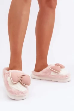 Best Boto Futrzane Kapcie Z Kokardką Różowe Grilis Różowy