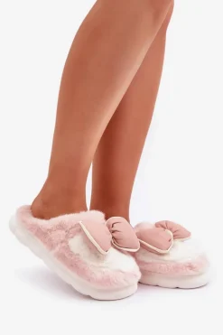 Best Boto Futrzane Kapcie Z Kokardką Różowe Grilis Różowy