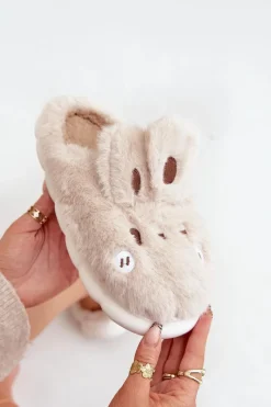 Online Boto Futrzane Kapcie Z Motywem Króliczka Beżowe Natasha