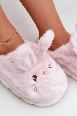 Best Futrzane Kapcie Z Motywem Króliczka Różowe Natasha Damskie Kapcie Klasyczne