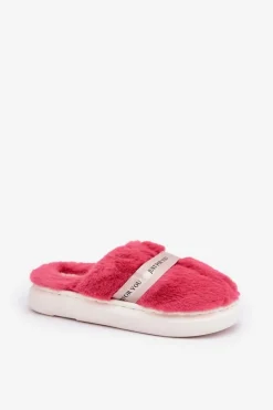 Best Futrzane Kapcie Z Ozdobnym Paskiem Różowe Savalithea Damskie Kapcie Klasyczne